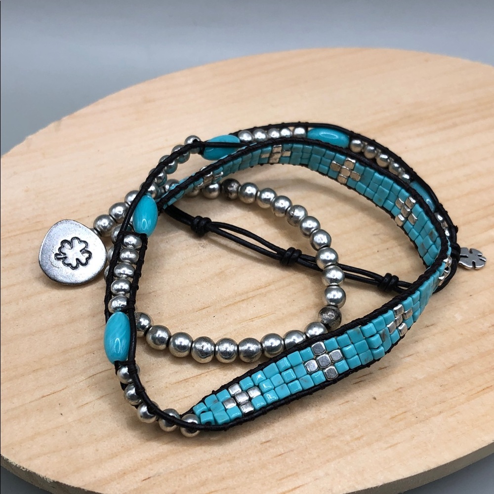 Lucky brand beaded long wrap bracelet turquoise look tree of life charm bundle. - Picture 5 of 6